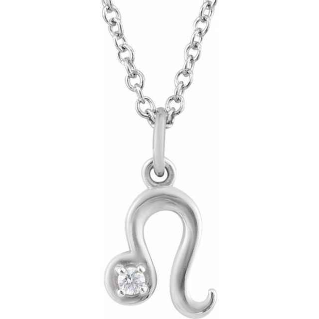 Leo zodiac medallion zodiac necklace in 14k white gold