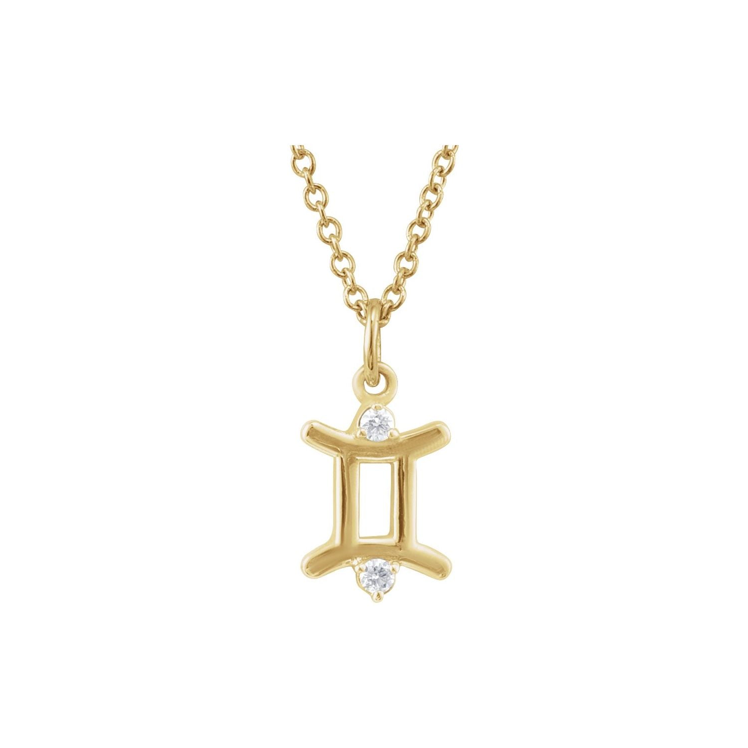 14K Yellow Gold Gemini zodiac medallion necklace
