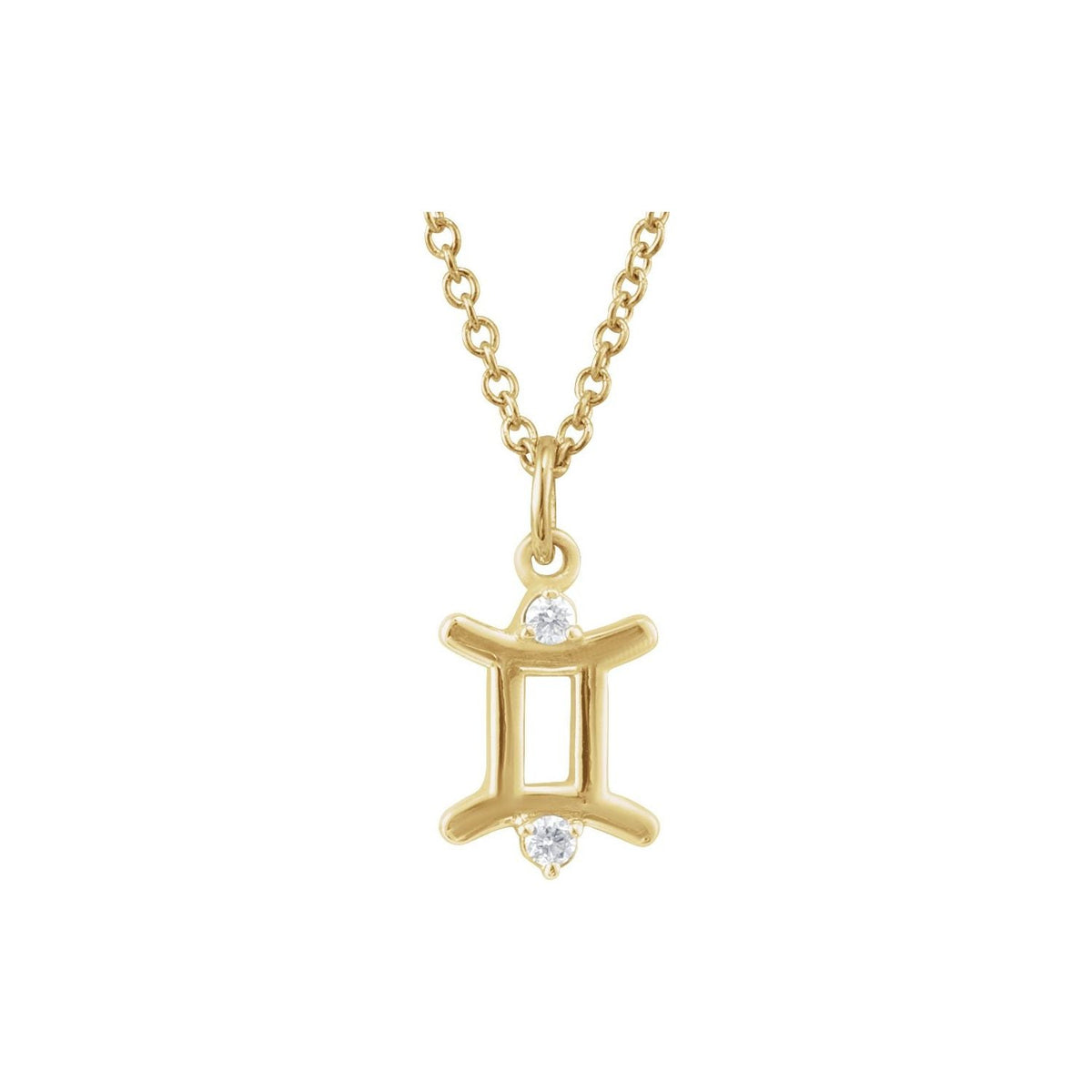 Gemini Zodiac Natural Diamond Symbol Pendant in Solid 14K Gold