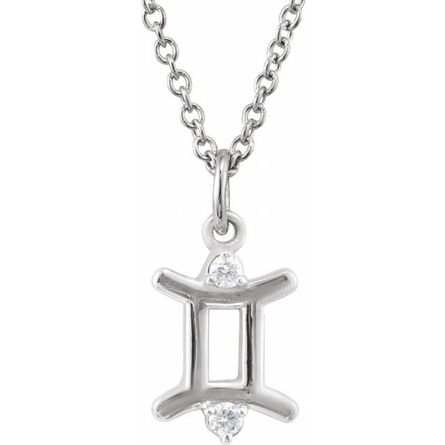 Gemini zodiac medallion zodiac necklace in 14k white gold