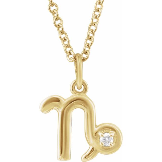 Capricorn zodiac medallion zodiac necklace in 14k yellow gold