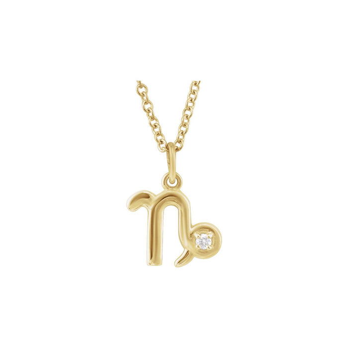 14K Yellow Gold Capricorn zodiac medallion necklace