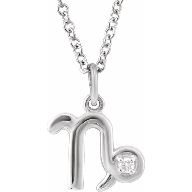 Capricorn zodiac medallion zodiac necklace in 14k white gold