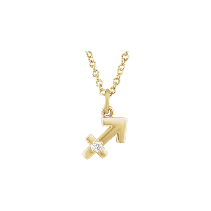 14K Yellow Gold Sagittarius zodiac medallion necklace