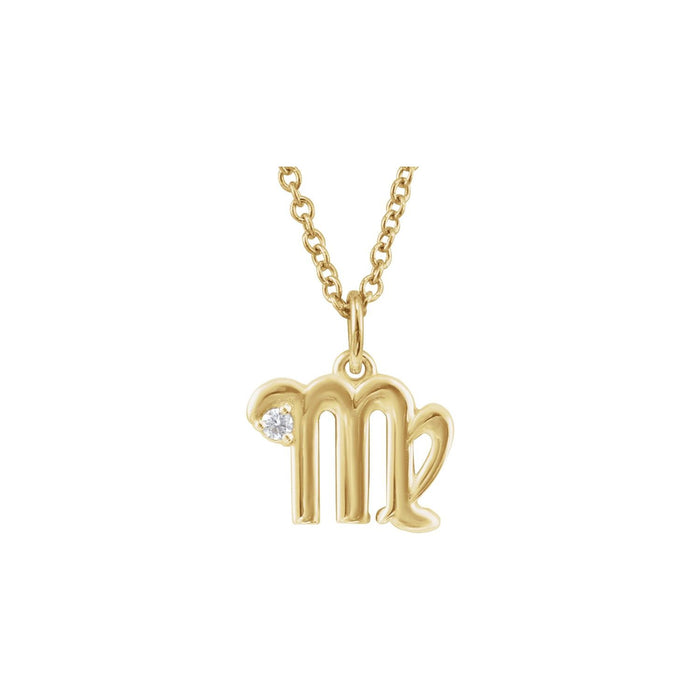 14K Yellow Gold Virgo zodiac medallion necklace