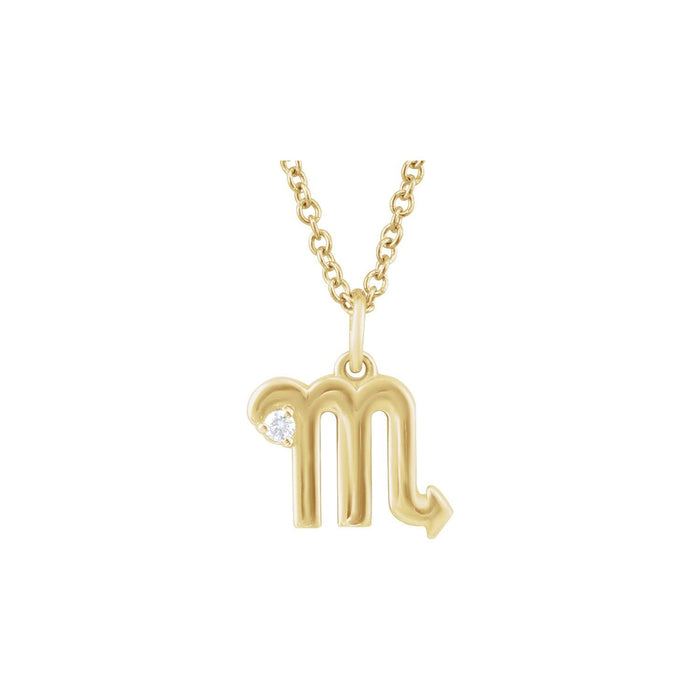 14K Yellow Gold Scorpio zodiac medallion necklace