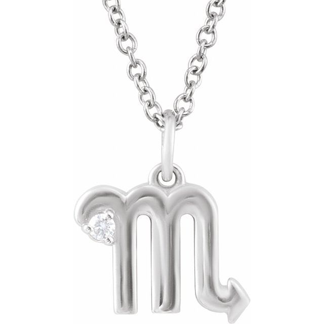 Scorpio zodiac medallion zodiac necklace in 14k white gold