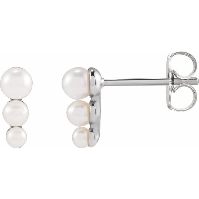 graduated freshwater pearl earrings in 14k white gold