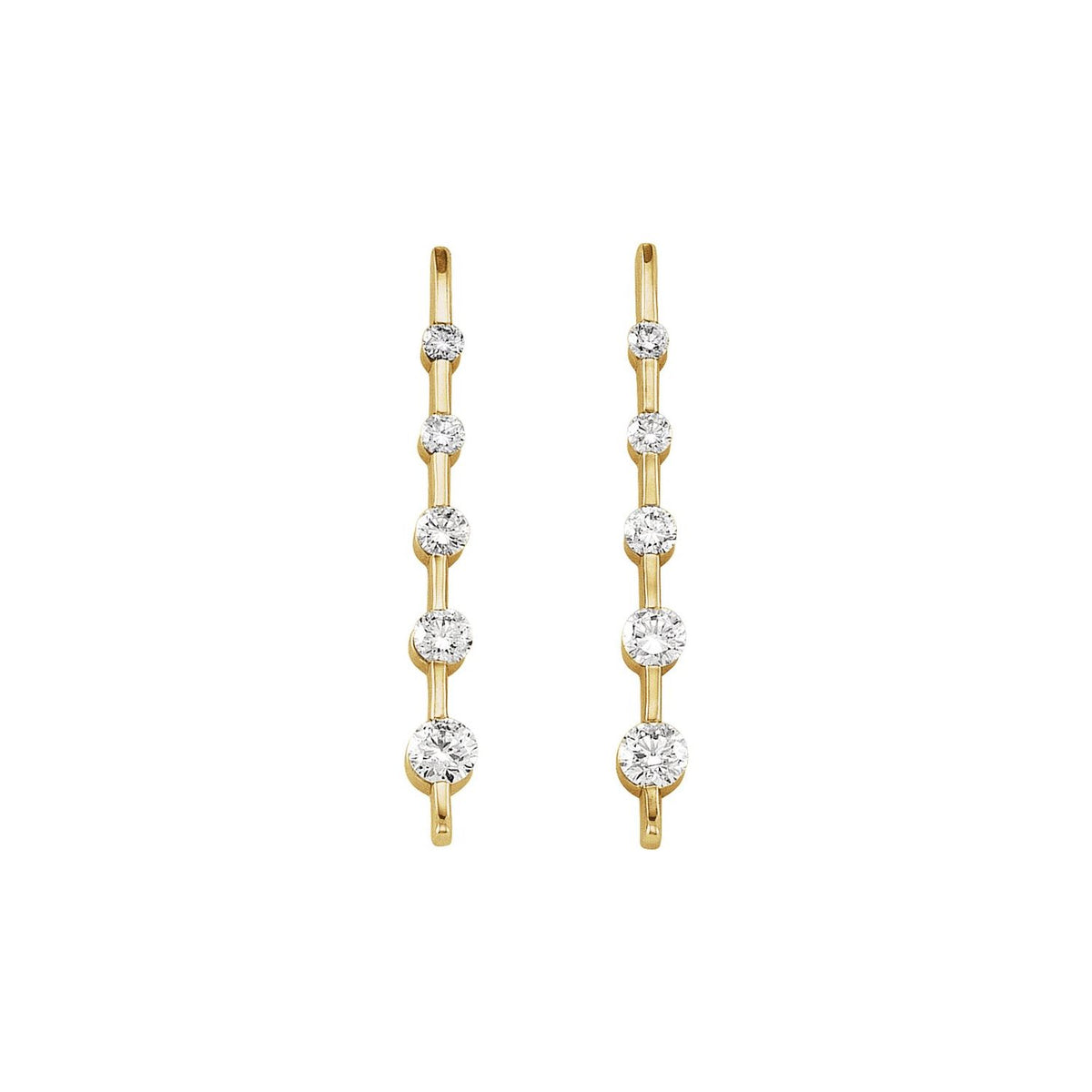 18K Yellow Gold 1 ct tw Diamond Bar Journey Earrings diamond earrings