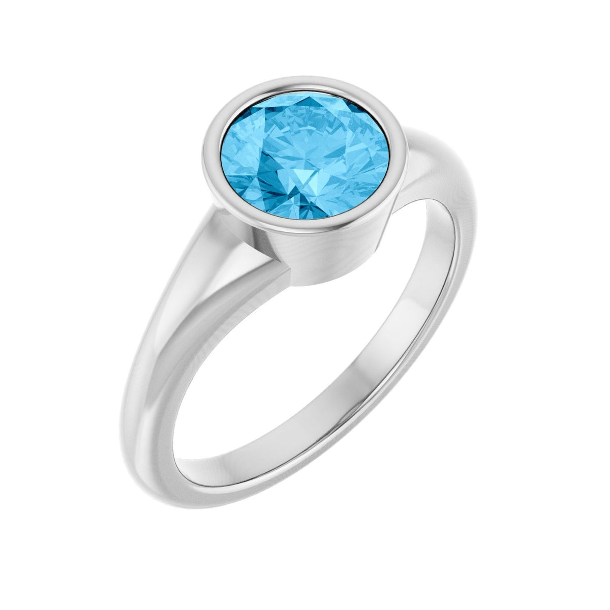 Blue Topaz Round Solitaire in 14K White Gold