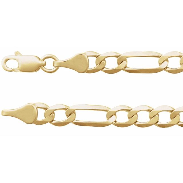 5.1mm figaro chain necklace in 14k yellow gold, 18 inch