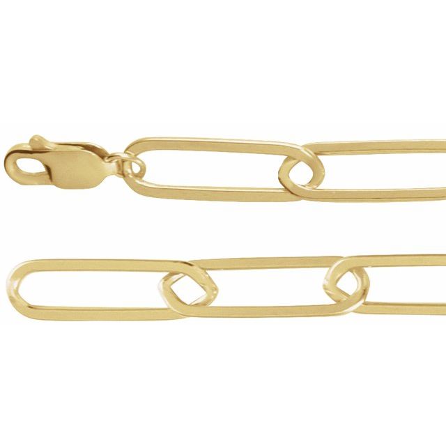 6.2mm paperclip chain necklace in 14k yellow gold, 18 inch