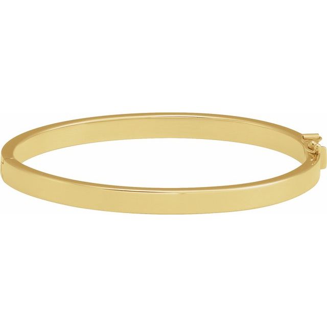 engravable tube hinged bangle bracelet in 14k yellow gold