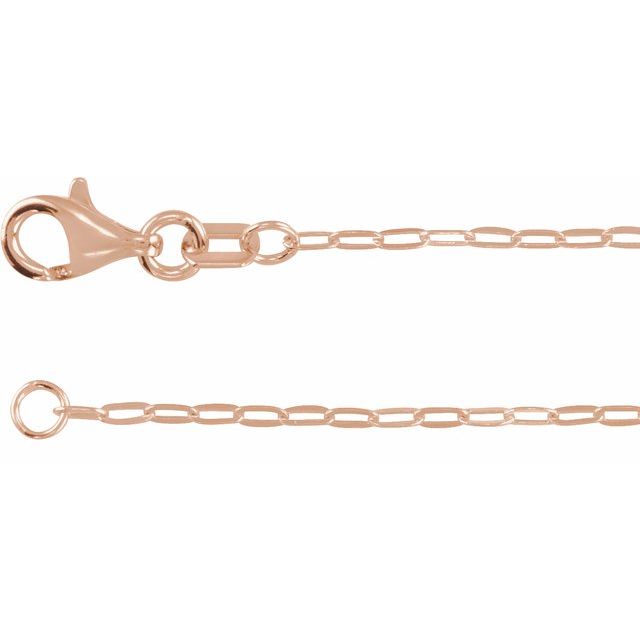 1.25mm paperclip chain necklace in 14k rose gold, 16 inch