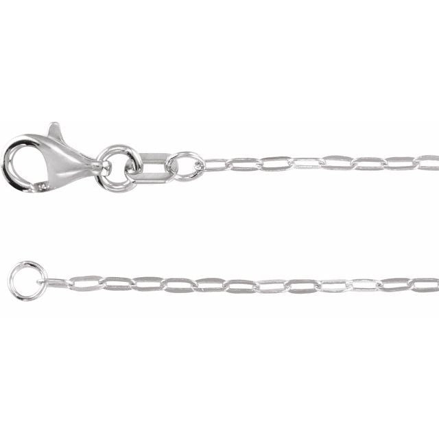 1.25mm paperclip chain necklace in 14k white gold, 16 inch