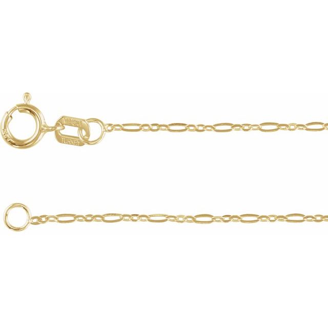 1.25mm figaro chain necklace in 14k yellow gold, 16 inch