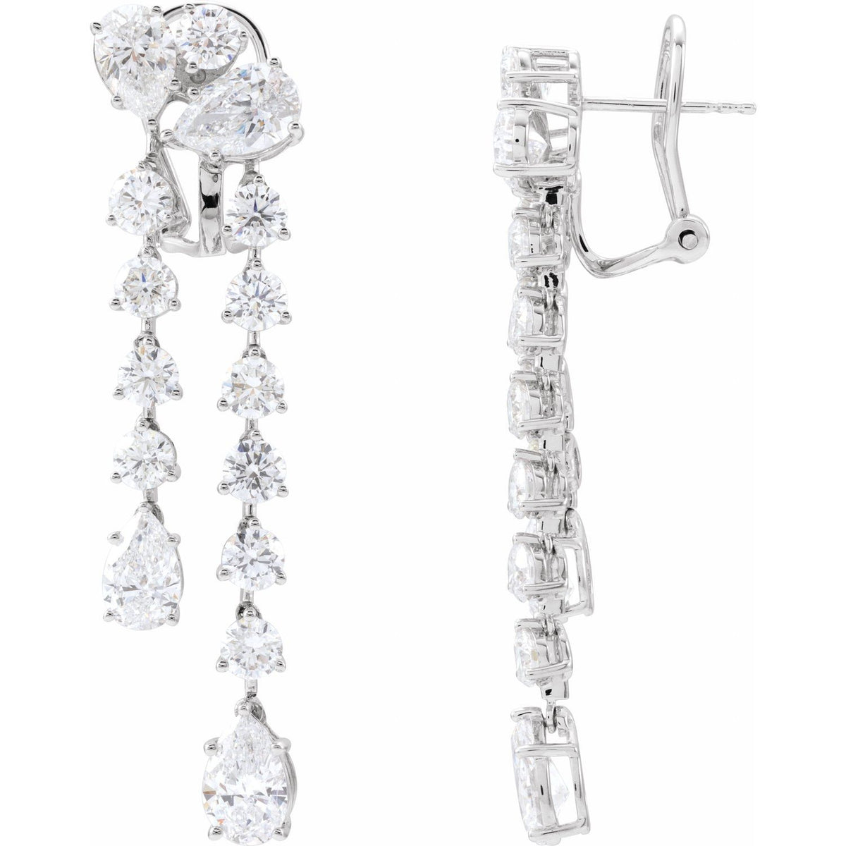 14K White Gold 9 1/2 ct tw Lab-Grown Diamond Statement Dangle Earrings diamond earrings