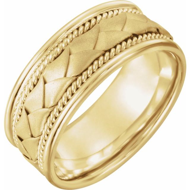 Rope-Edge Woven Men's Wedding Band, 8 mm width
