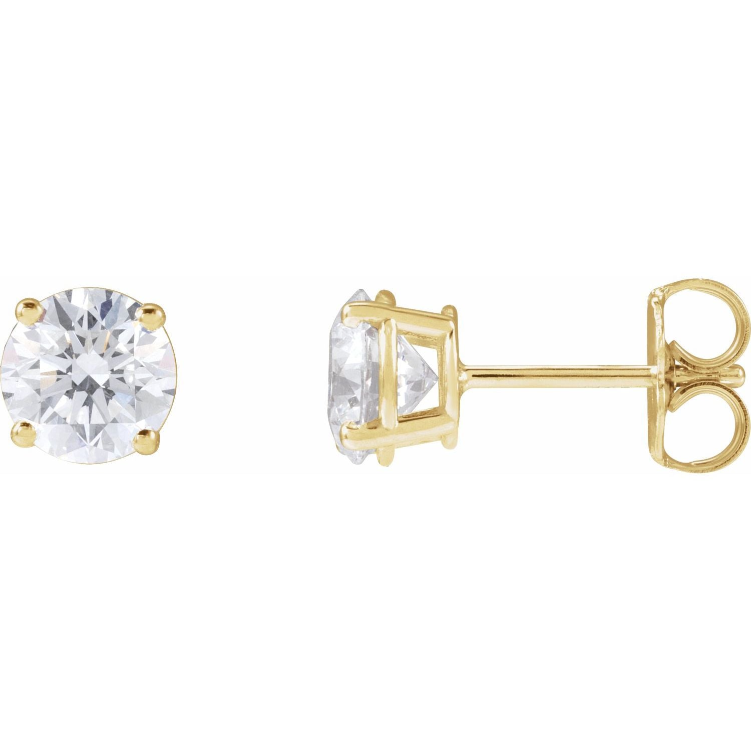 1 1/2 ct Round Lab-Grown Diamond Stud Earrings - 14K Yellow Gold