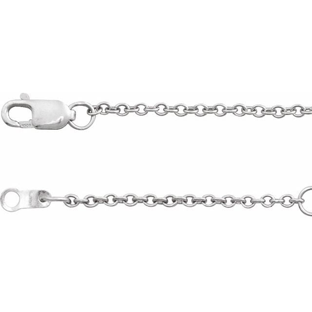 1.5mm adjustable cable chain necklace in 14k white gold, 16-18" adjustable