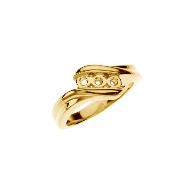 Round Ruby Three-Stone Bypass Ring
