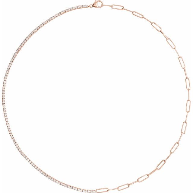 3 1/4 ct lab-grown diamond tennis necklace in 14k rose gold