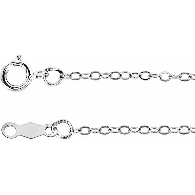 1.3mm flat cable chain necklace in 14k white gold, 16"