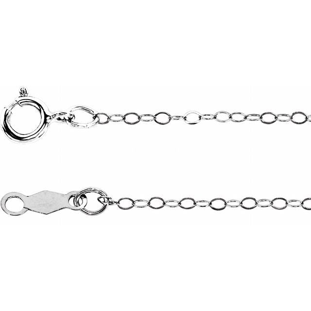 1mm flat cable chain necklace in 14k white gold, 16"