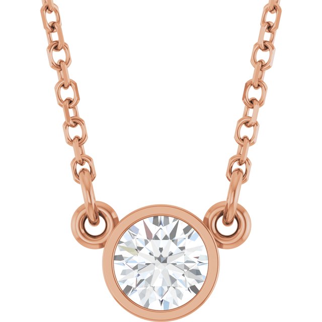 april diamond round solitaire necklace in 14k rose gold