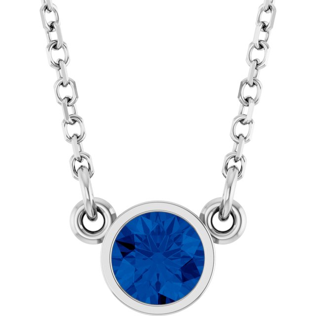 september sapphire round solitaire necklace in 14k white gold