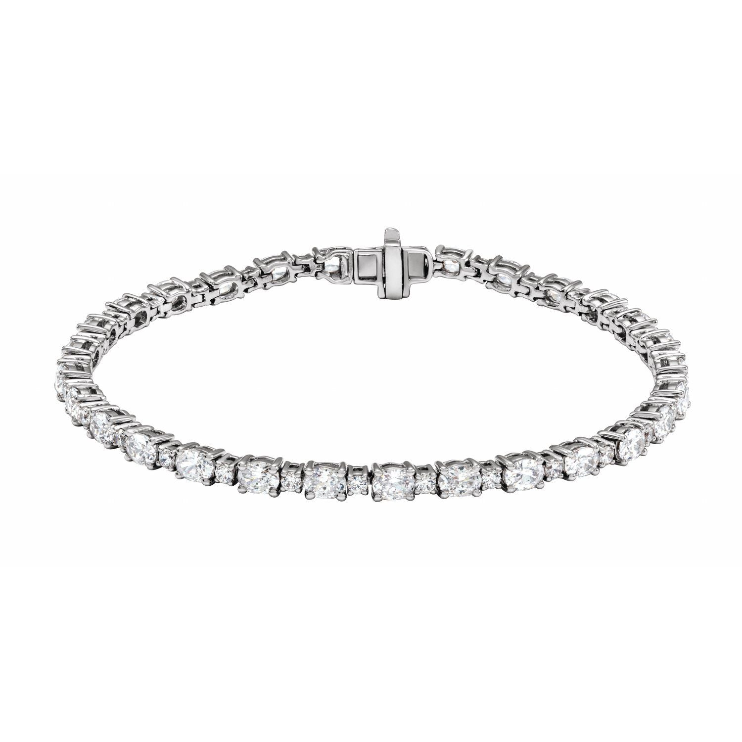 14K White Gold round lab-grown diamond tennis bracelet