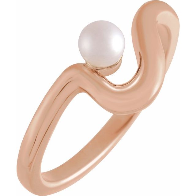 freeform cultured pearl ring in 14k rose gold