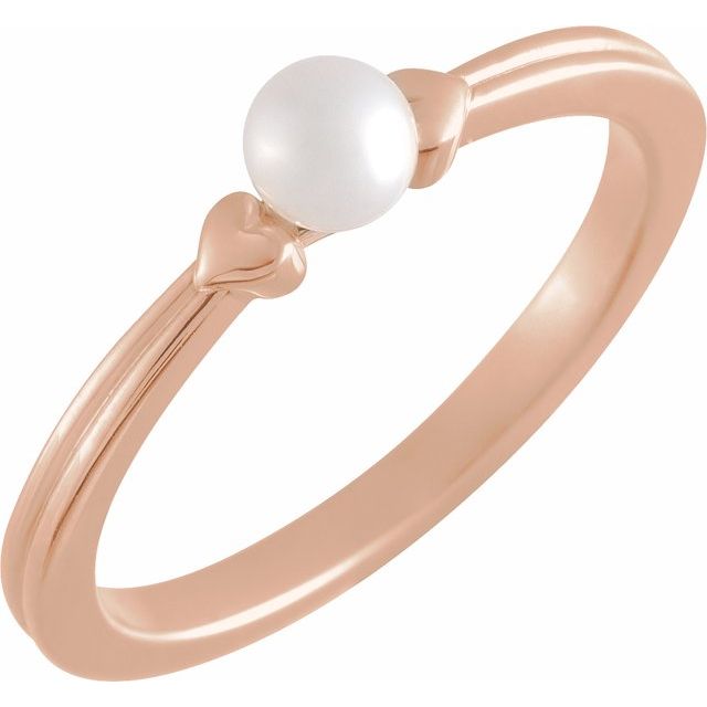 cultured pearl heart ring in 14k rose gold