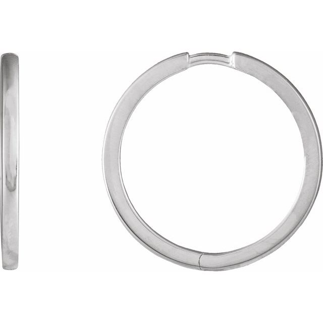 everyday hinged gold hoop earrings in 14k white gold, 20 mm