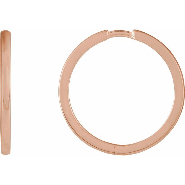 everyday hinged gold hoop earrings in 14k rose gold, 20 mm