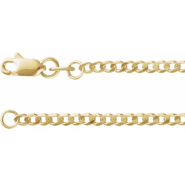 1.95mm curb chain necklace in 14k yellow gold, 16 inch