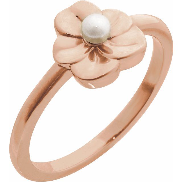 seed pearl floral ring in 14k rose gold