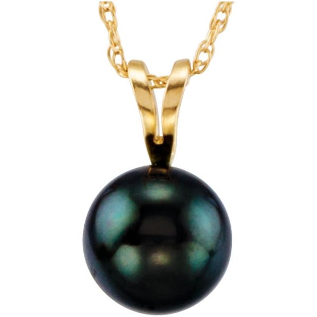 black akoya cultured pearl necklace in 14k yellow gold