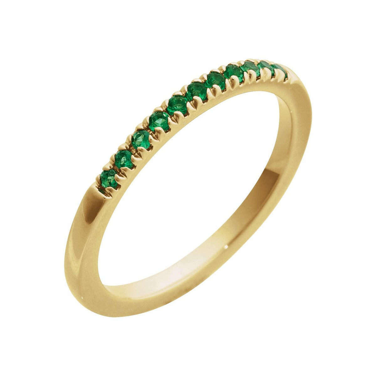 Stackable Pavé Emerald Ring in 14K Yellow Gold