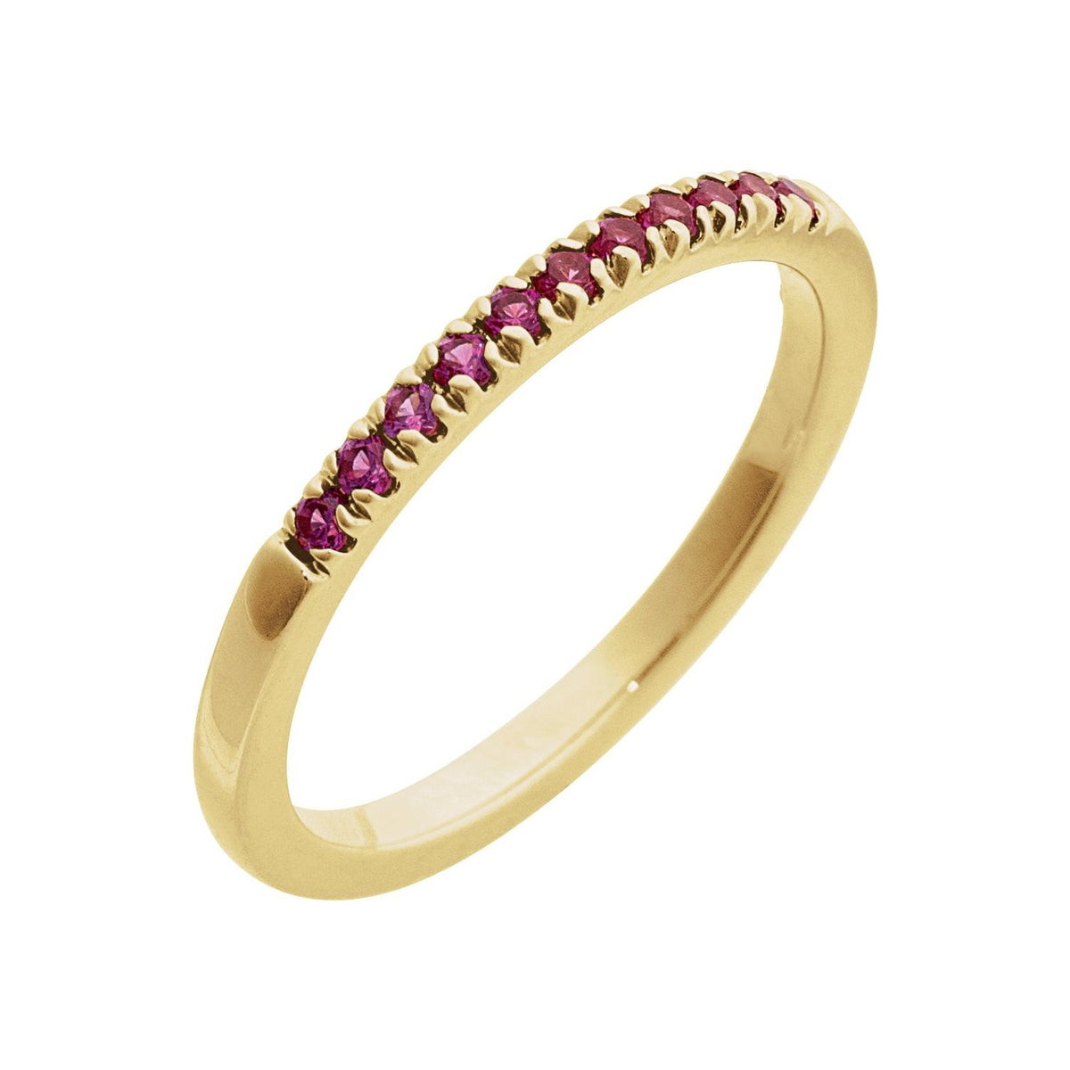 Stackable Pavé Ruby Ring in 14K Yellow Gold