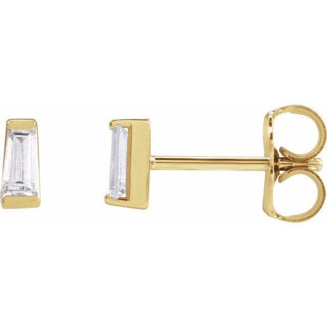 tapered baguette lab-grown diamond stud earrings in 14k yellow gold