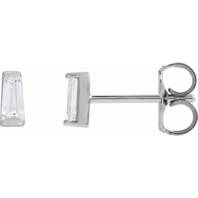 tapered baguette lab-grown diamond stud earrings in 14k white gold