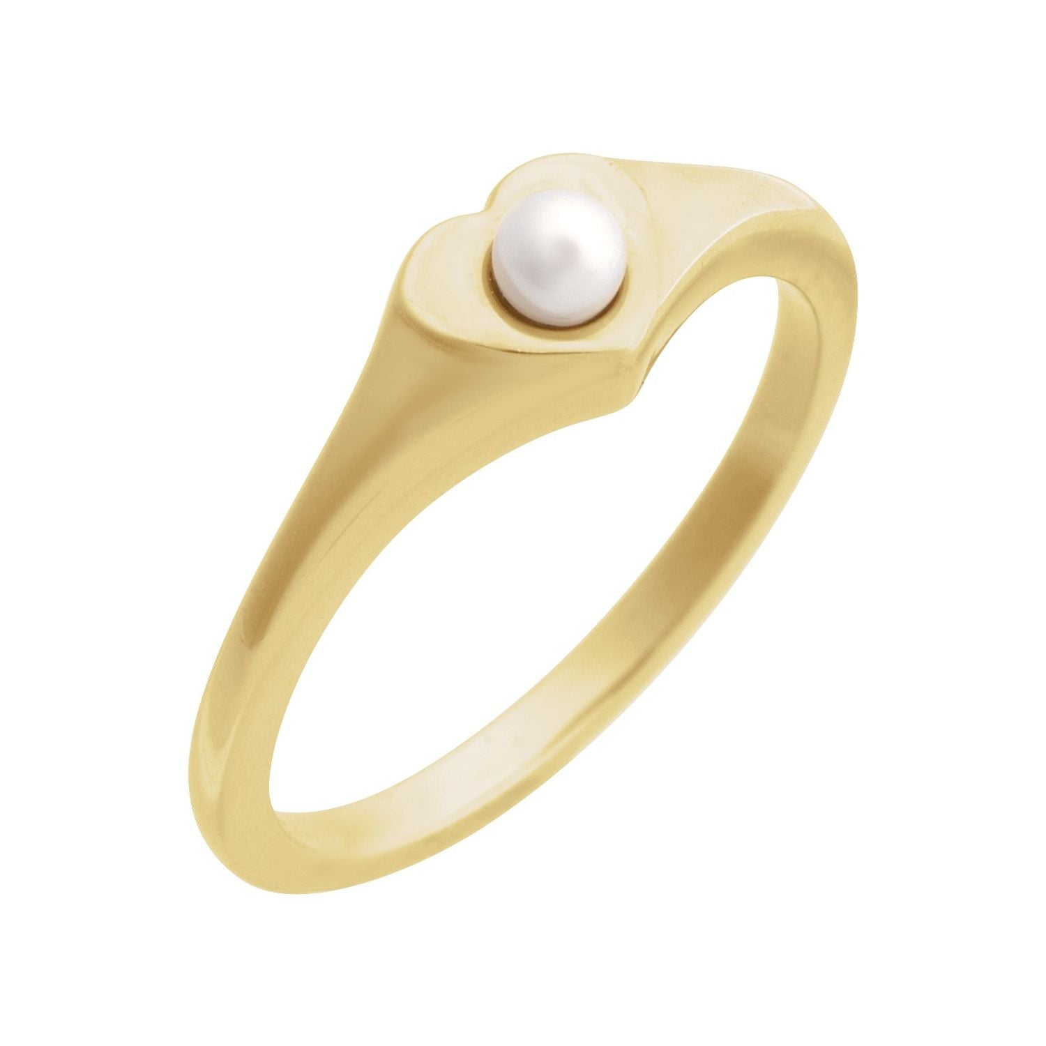Akoya Pearl Heart Ring in 14K Yellow Gold