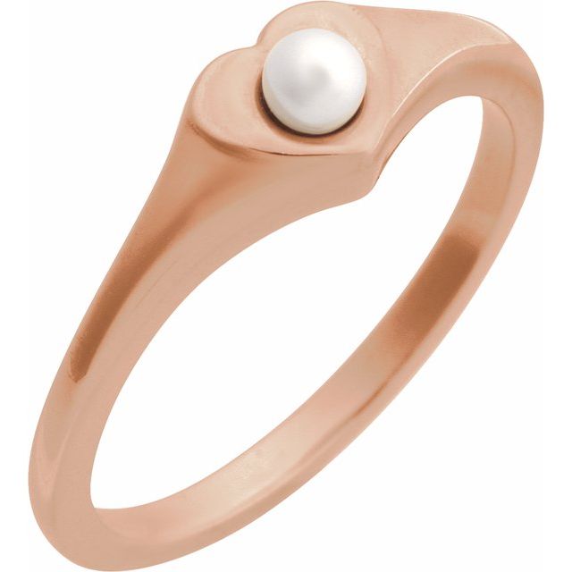 akoya pearl heart ring in 14k rose gold