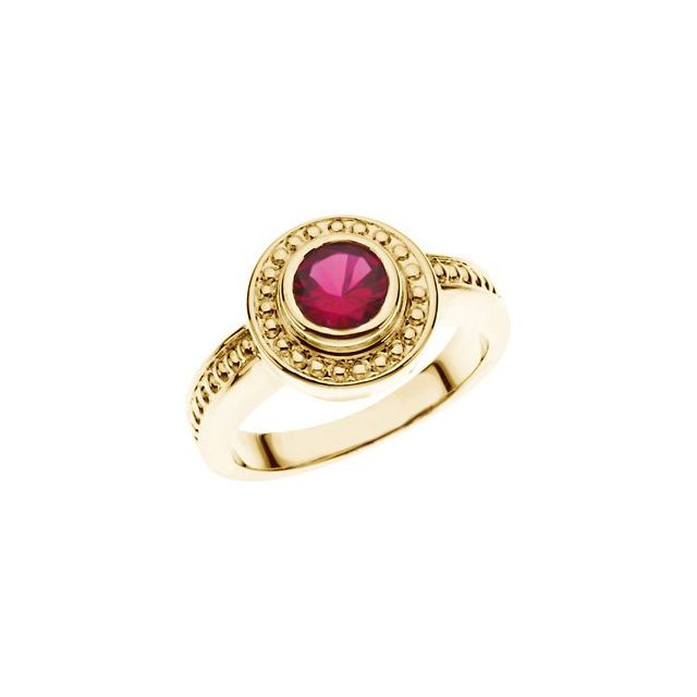 Beaded Moon Halo Round Moonstone Ring