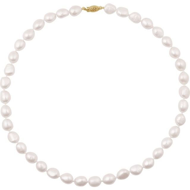 baroque freshwater cultured pearl necklace in 14k yellow gold