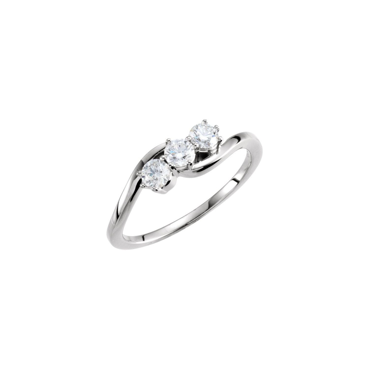 Round Three-Stone Natural Diamond Ring in Platinum