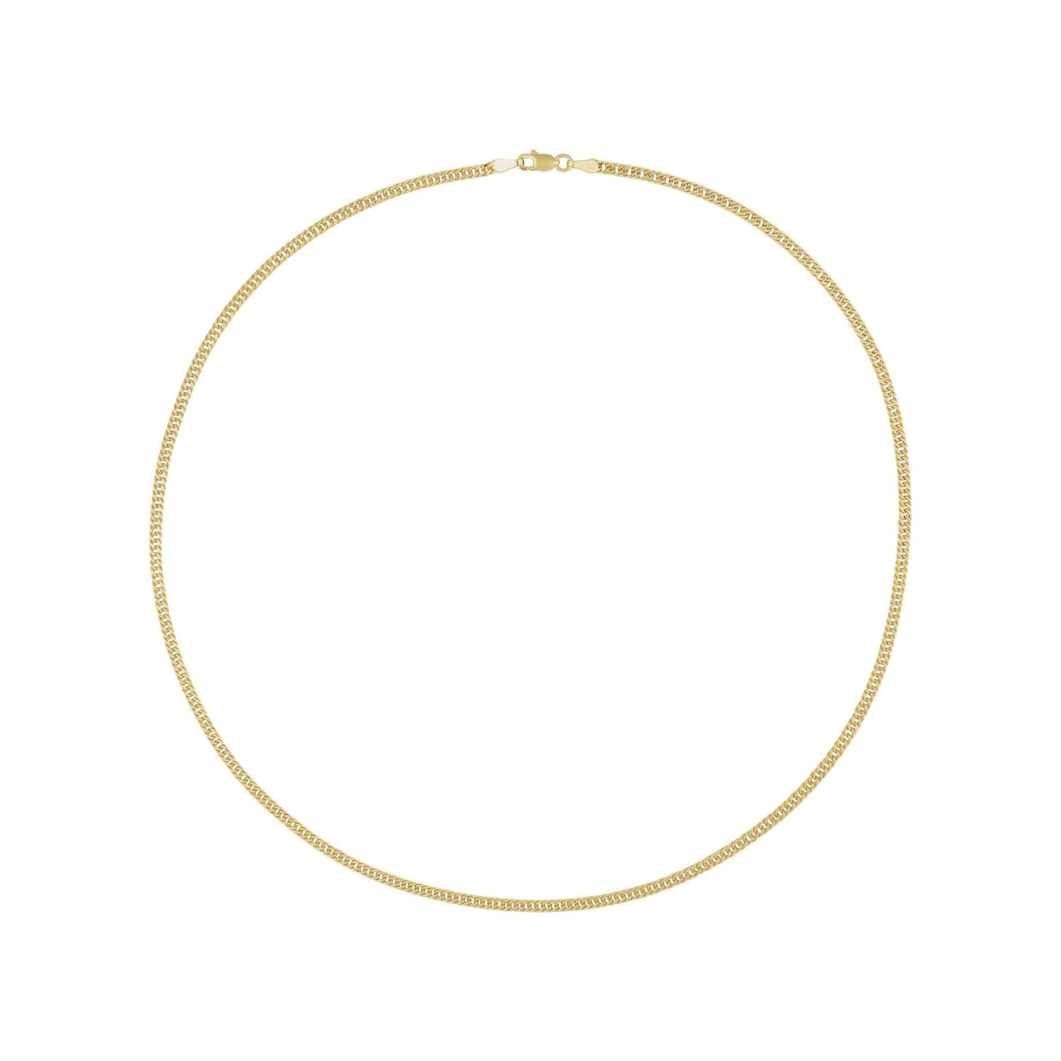 14K Yellow Gold 2.7 mm curb chain necklace, full length shown