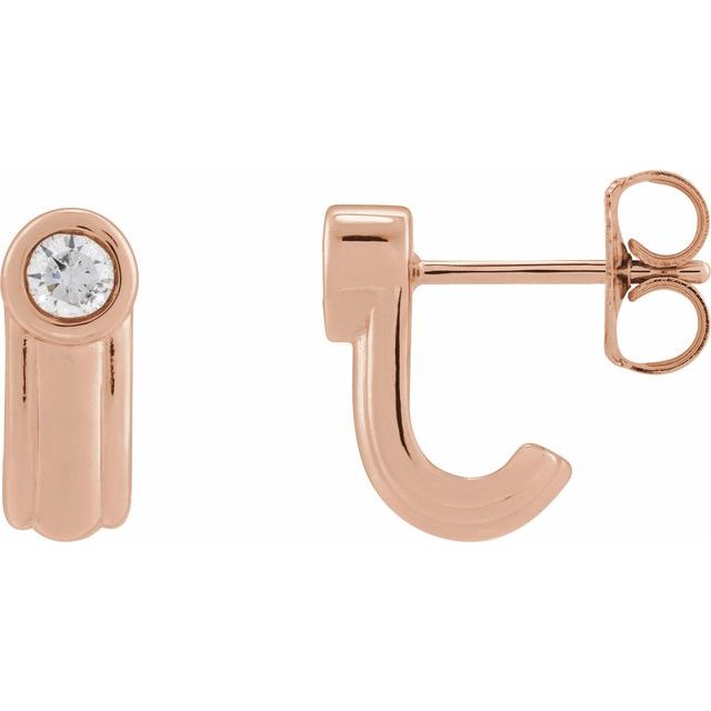 solitaire lab-grown diamond j-hoop earrings in 14k rose gold