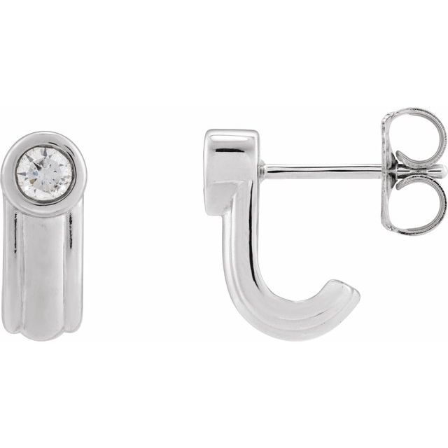 solitaire lab-grown diamond j-hoop earrings in 14k white gold